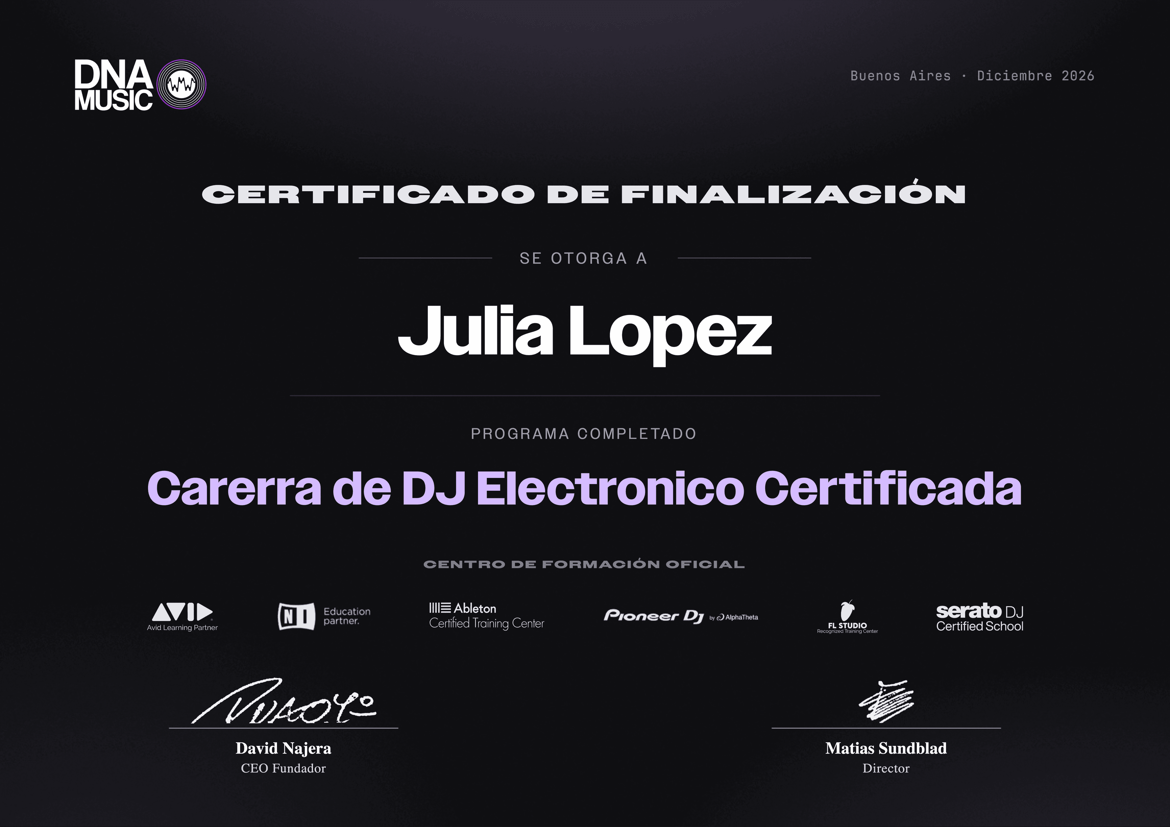 Certificado — DJ Electrónico — Carrera Certificada