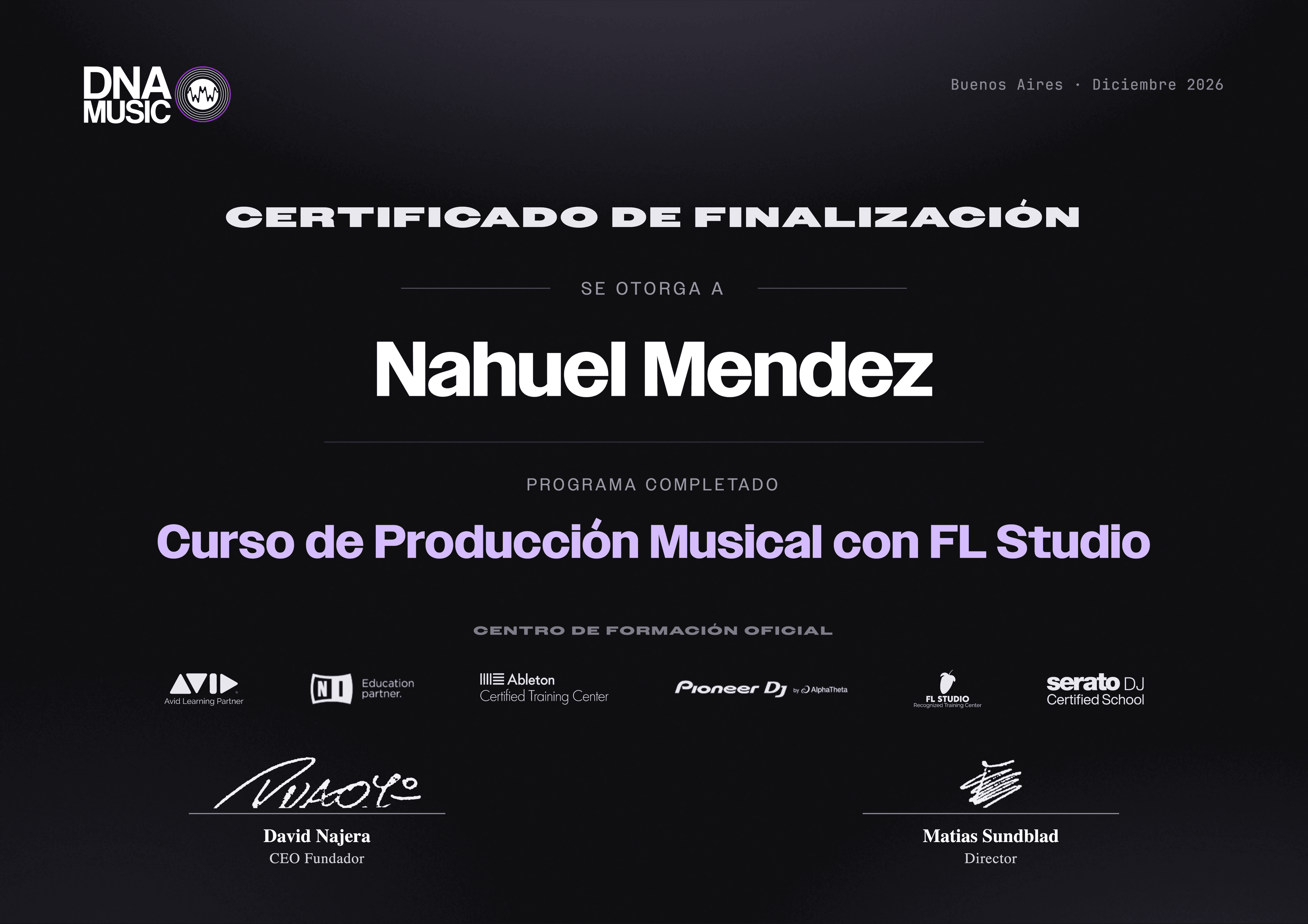 Certificado — Producción Musical FL Studio — Curso Inicial